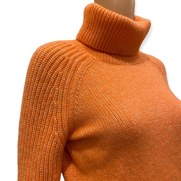 🍁3 for 25  Vineyard vines orange wool blend turtleneck sweater size M - Picture 2 of 8